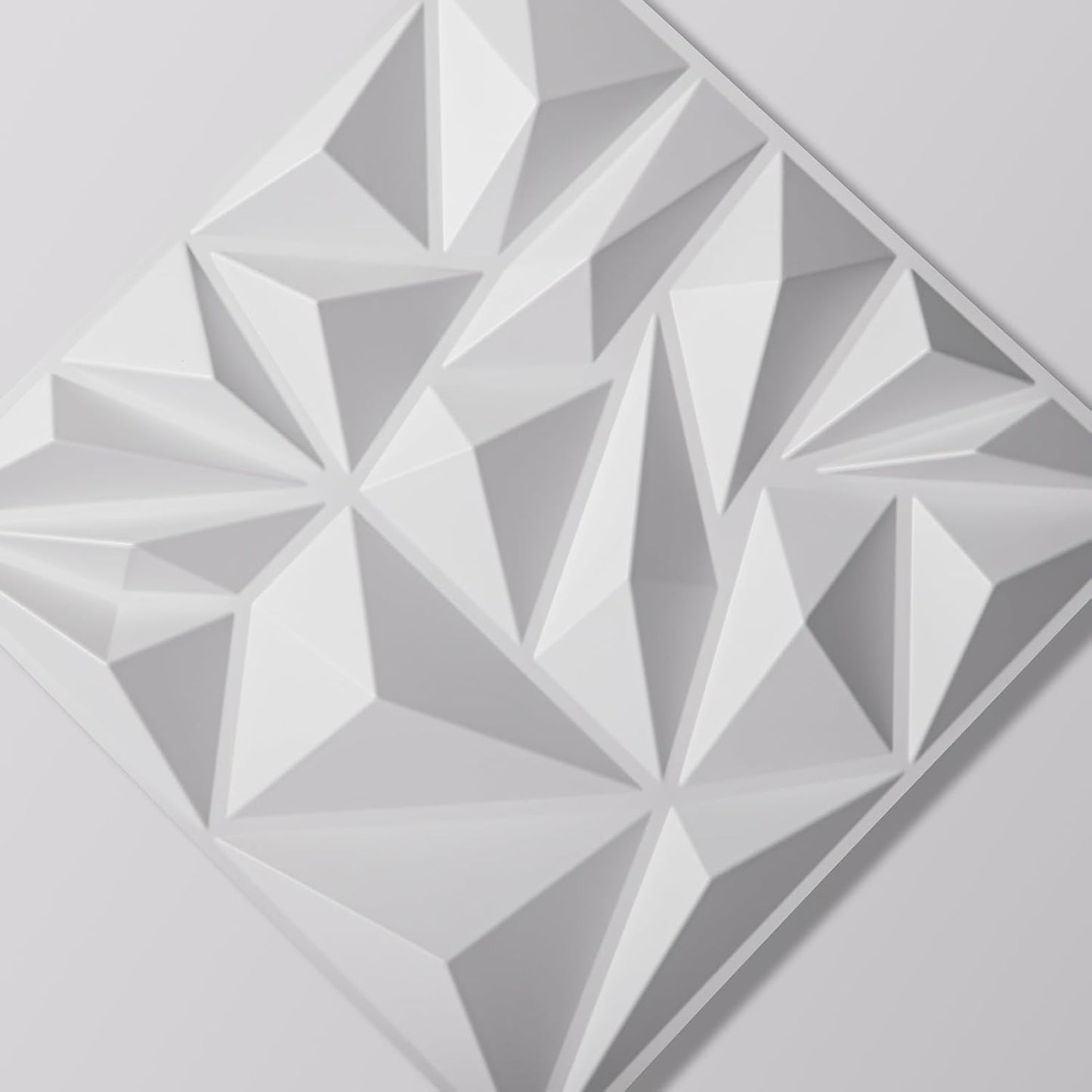 Art3d 33-Pack White 3D Diamond Textured PVC Wall Panels Modern Interior Decor