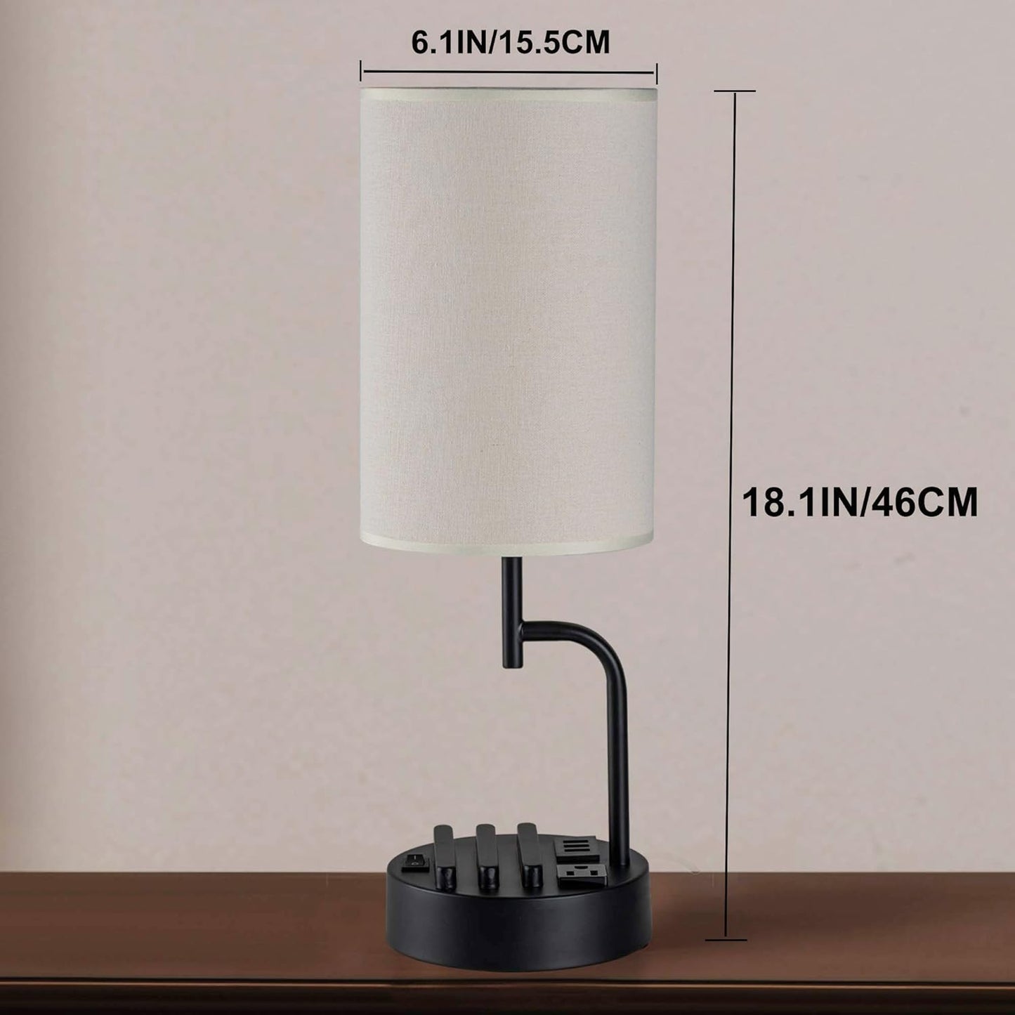 Dreamholder Dual Modern Table Lamps: USB Charging, AC Outlet, Phone Stands