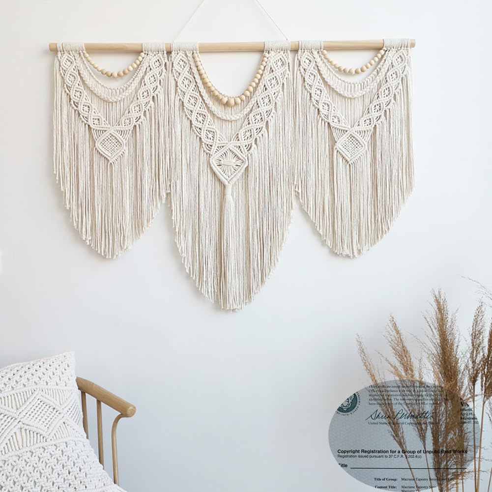 Achart Large Boho Macrame Wall Hanging - Handwoven Cotton Tapestry Decor