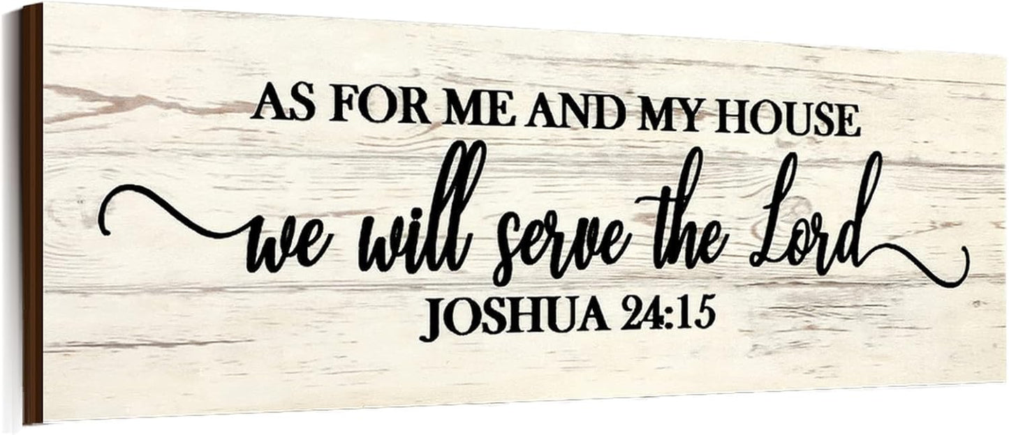 Christian Farmhouse Wooden Wall Art Plaque: 'As for Me and My House' Scripture Decor