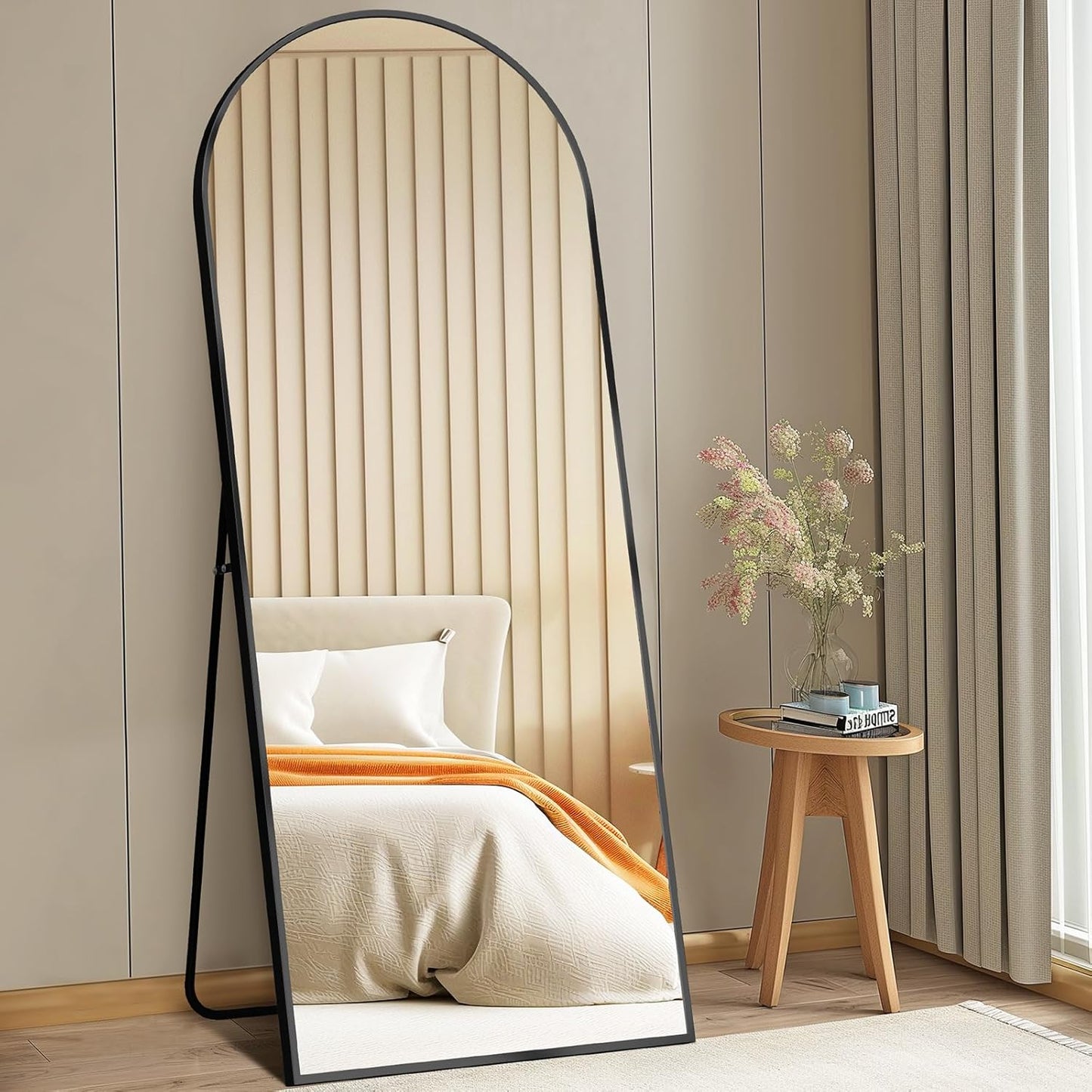 DUMOS 64x21 Arched Full-Length Mirror, Floor/Wall Mount, Shatterproof Glass
