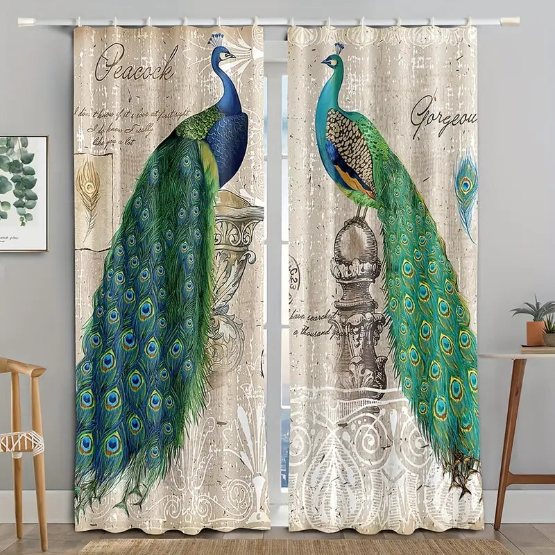 Noble Peacock 2-Panel Polyester Pinch Pleat Drapes