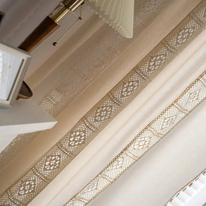 Boho Linen Semi Blackout Curtains with Crochet Tassels