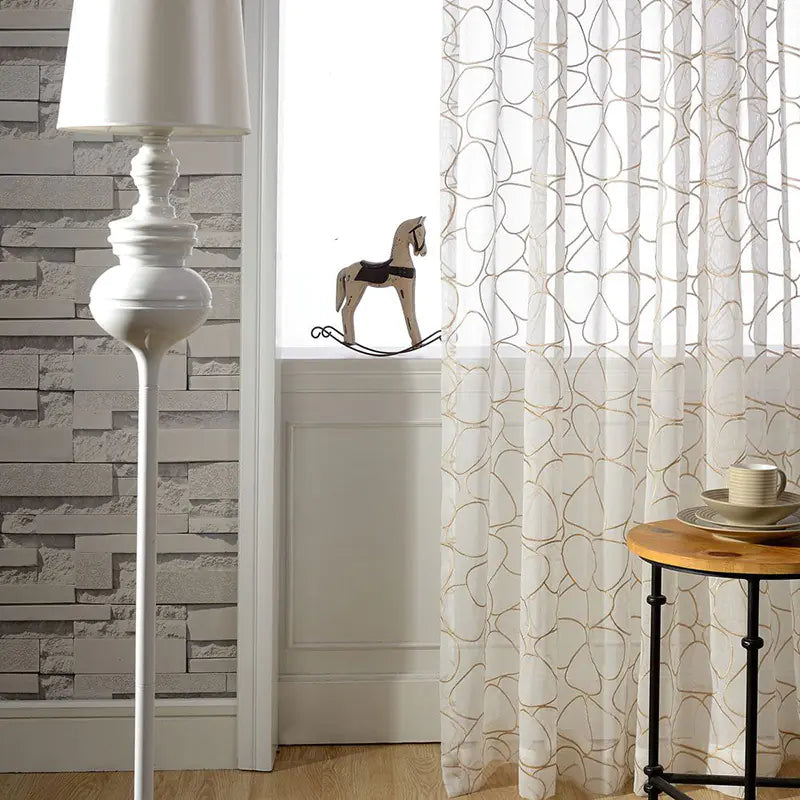 Geometric Wavy Sheer Curtains for Bedroom & Living Room
