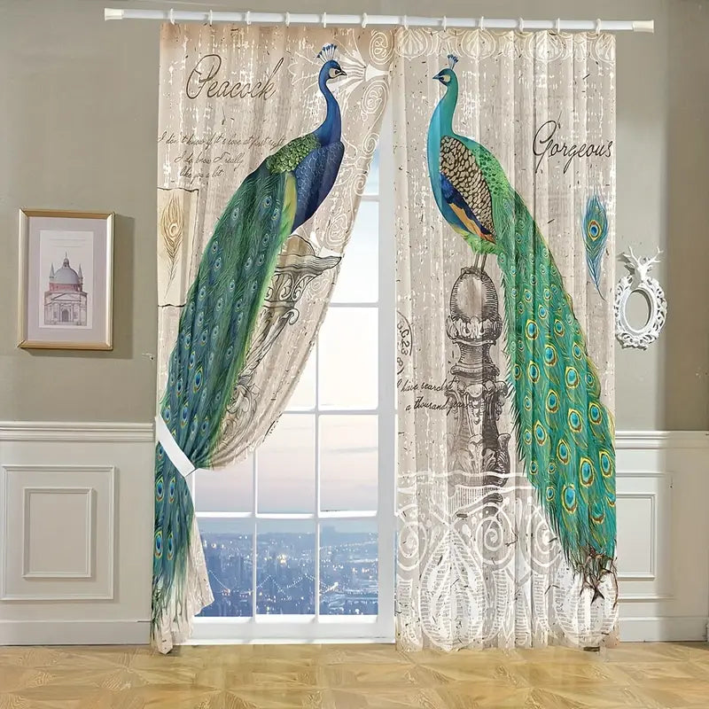 Noble Peacock 2-Panel Polyester Pinch Pleat Drapes