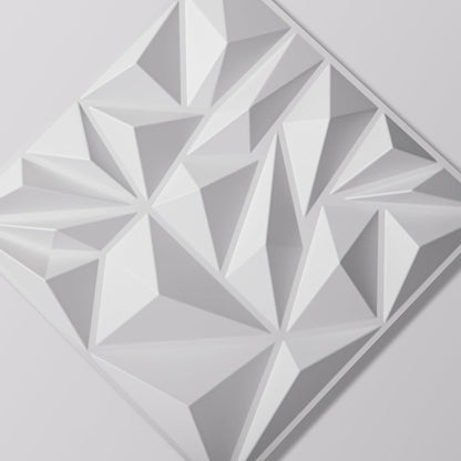 Art3d 33-Pack White 3D Diamond Textured PVC Wall Panels Modern Interior Decor