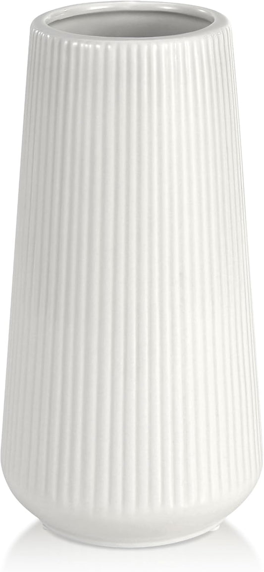 GUKJOB White Ceramic Vase for Pampas Grass, Modern Minimalist Home Decor