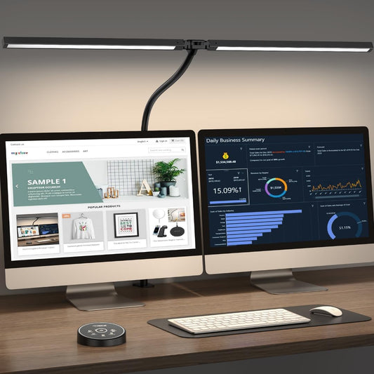 Pzloz 24W Eye-Caring LED Desk Lamp Clamp Architect Gooseneck Light