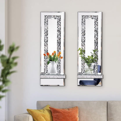 Sparkling Crystal Crush Diamond Mirrored Wall Sconces - Set of 2