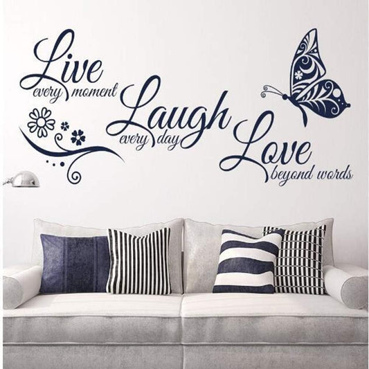 Large Live Love Laugh Wall Decal Sticker Set - Inspirational Family Quotes Decor