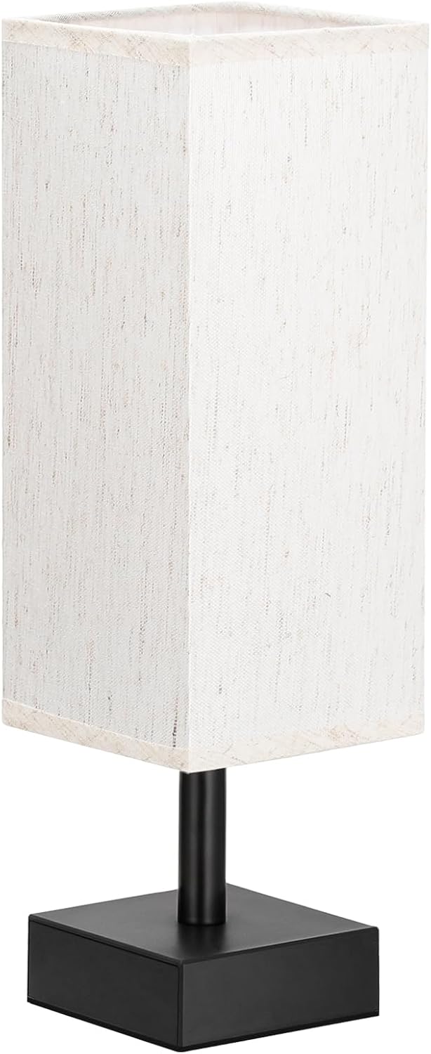 Minimalist Square Fabric Shade Table Lamp for Bedroom Bedside Nightstand Office