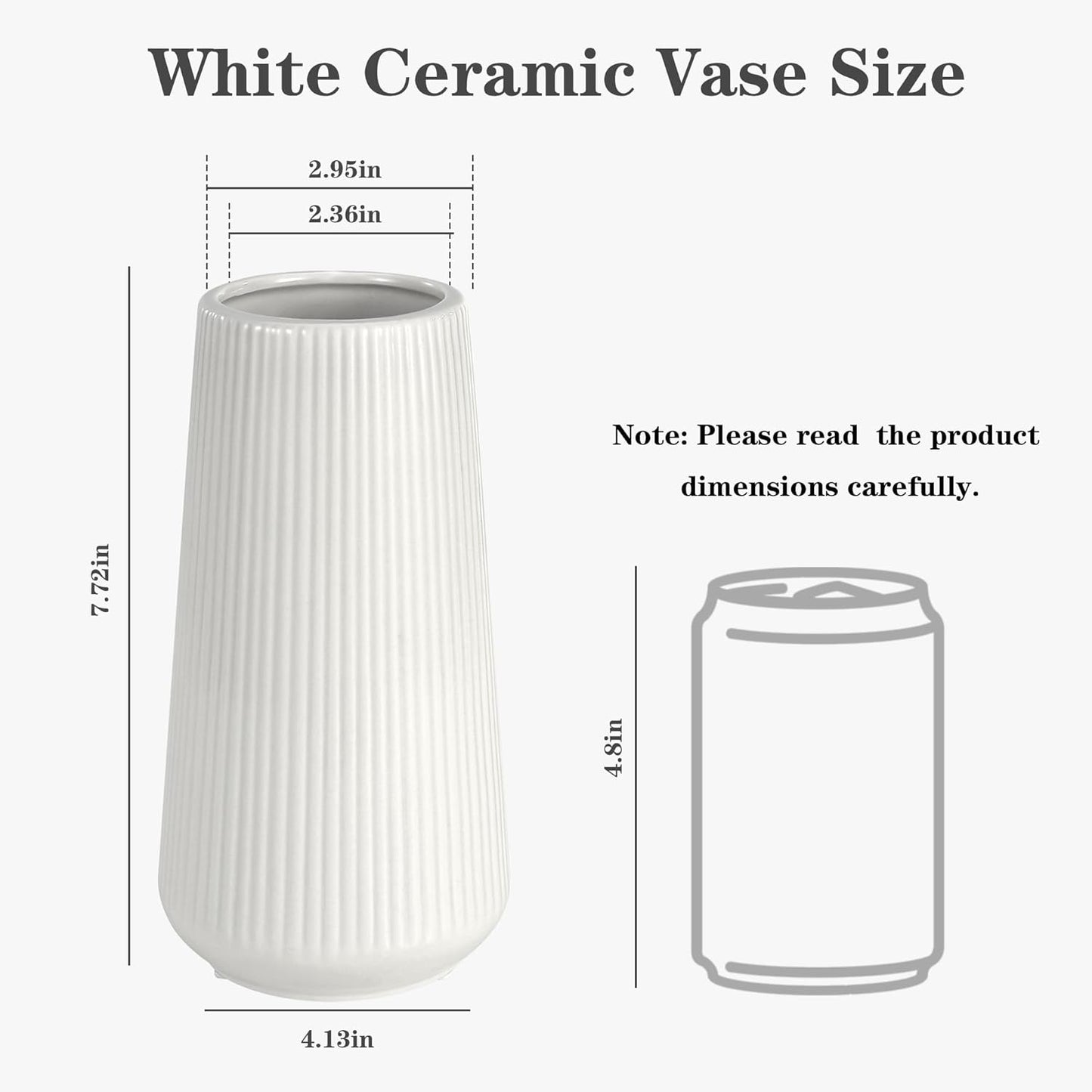 GUKJOB White Ceramic Vase for Pampas Grass, Modern Minimalist Home Decor