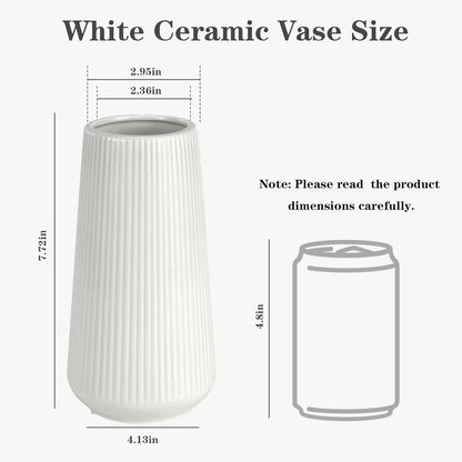 GUKJOB White Ceramic Vase for Pampas Grass, Modern Minimalist Home Decor