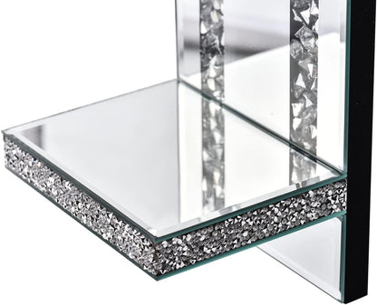 Sparkling Crystal Crush Diamond Mirrored Wall Sconces - Set of 2