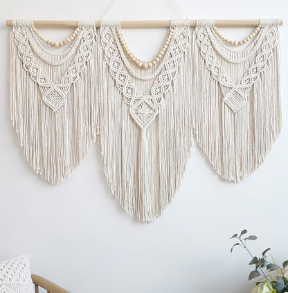 Achart Large Boho Macrame Wall Hanging - Handwoven Cotton Tapestry Decor