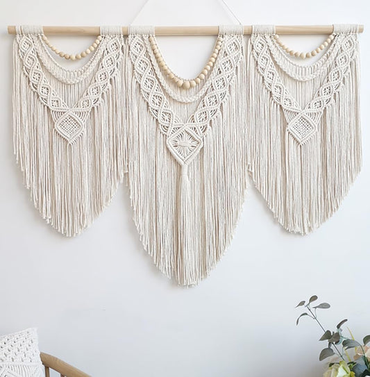 Achart Large Boho Macrame Wall Hanging - Handwoven Cotton Tapestry Decor