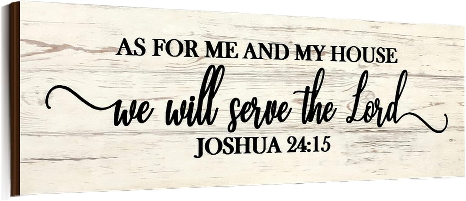 Christian Farmhouse Wooden Wall Art Plaque: 'As for Me and My House' Scripture Decor