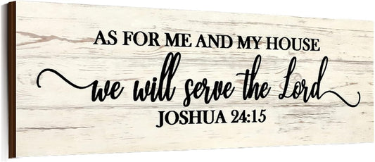 Christian Farmhouse Wooden Wall Art Plaque: 'As for Me and My House' Scripture Decor