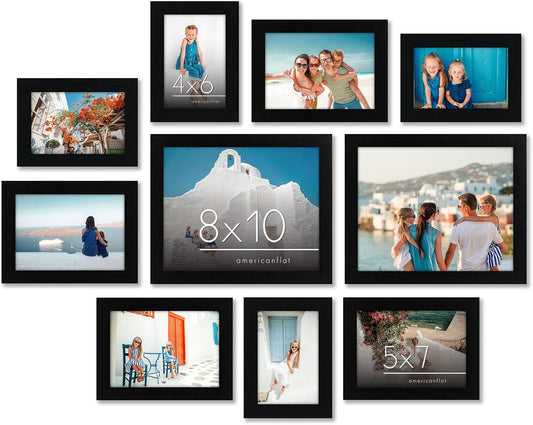 Americanflat 10-Piece Black Gallery Wall Picture Frame Set with Shatter-Resistant Glass