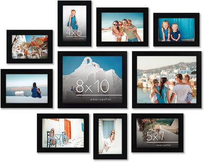 Americanflat 10-Piece Black Gallery Wall Picture Frame Set with Shatter-Resistant Glass