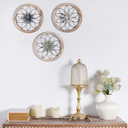 Paquesta 3-Piece Rustic Farmhouse Wall Decor with Interchangeable Metal Flowers