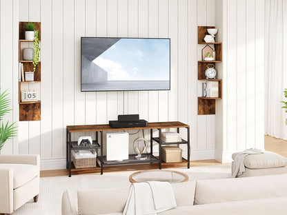 HOOBRO Rustic Floating Corner Shelves Set (2-Pack) - 4-Tier Wall Mounted Storage