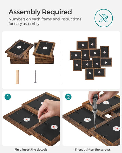 SONGMICS 12-Pack 4x6 Rustic Brown Collage Picture Frames, Glass Front