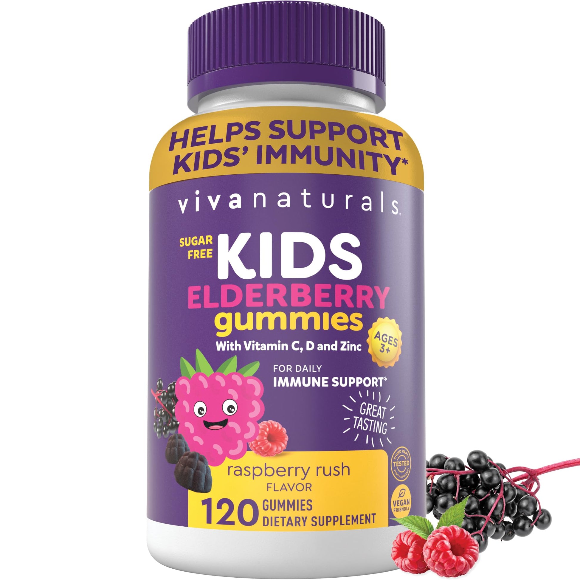 Viva Naturals Elderberry with Vitamin C and Zinc for Adults - 5 in 1 Sambucus Black Elderberry Capsules with Vitamin D3 5000 IU Immunity Supplement, Sambucus Elderberry Immune Support Supplement