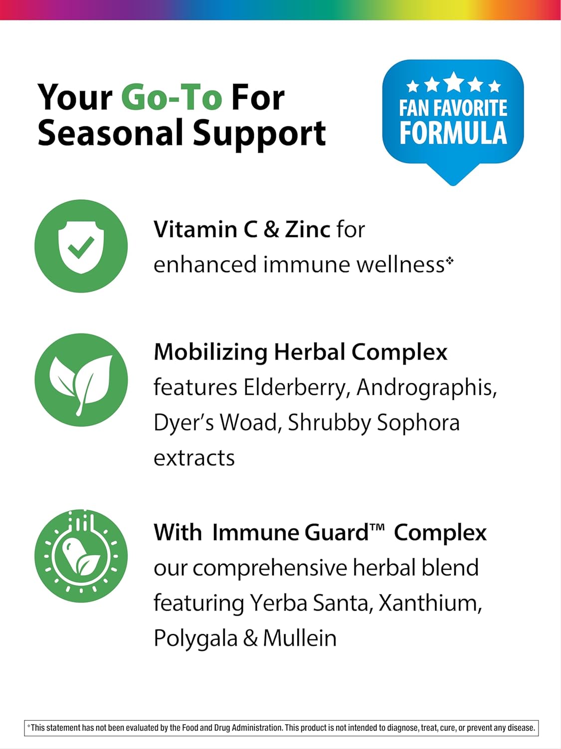 Rainbow Light Counter Attack Immune Support, Dietary Supplement Provides Immune Support, With Vitamin C, Zinc and 3 Targeted Herbal Blends, Vegan and Gluten Free, 90 Count