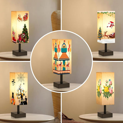 Minimalist Square Fabric Shade Table Lamp for Bedroom Bedside Nightstand Office
