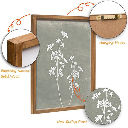 Framed Boho Botanical Wall Art Set of 4 Rustic Farmhouse Decor