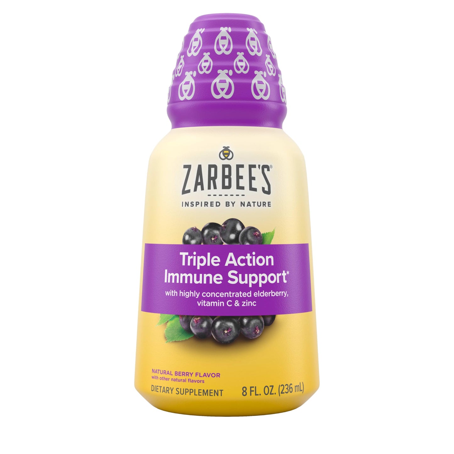 Zarbee’s Elderberry Gummies Daily Immune Support Supplement with Vitamins A C D E & Zinc, Black Elderberry Extract, Natural Berry Flavor, Vegetarian, Gelatin-Free, 60 Count