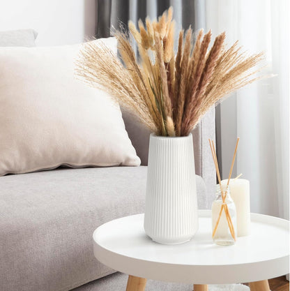 GUKJOB White Ceramic Vase for Pampas Grass, Modern Minimalist Home Decor