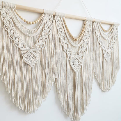 Achart Large Boho Macrame Wall Hanging - Handwoven Cotton Tapestry Decor