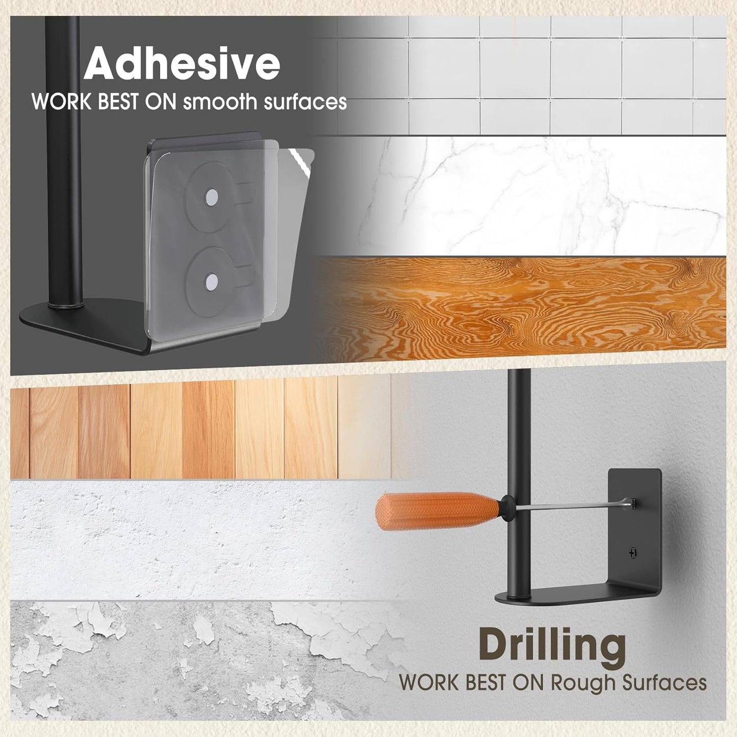 2-Pack Stainless Steel Baseball Cap Organizer Rack - Adhesive or Drill Mount