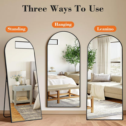 DUMOS 64x21 Arched Full-Length Mirror, Floor/Wall Mount, Shatterproof Glass