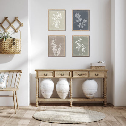 Framed Boho Botanical Wall Art Set of 4 Rustic Farmhouse Decor