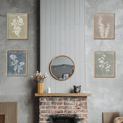 Framed Boho Botanical Wall Art Set of 4 Rustic Farmhouse Decor