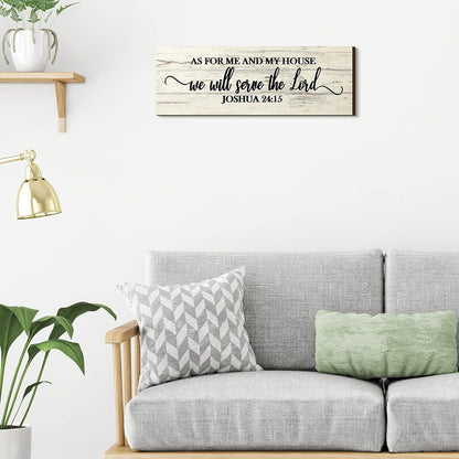 Christian Farmhouse Wooden Wall Art Plaque: 'As for Me and My House' Scripture Decor