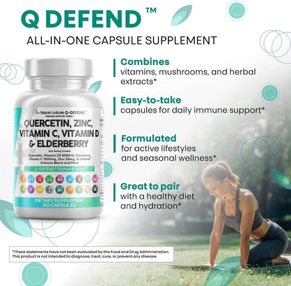 Clean Nutraceuticals Quercetin Zinc Vitamin C Vitamin D Bromelain Elderberry - Lung Immune Support Supplement Adults with Artemisinin, Sea Moss, Echinacea, Allergy Relief