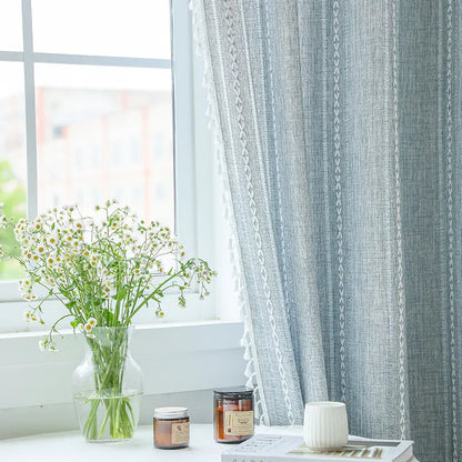 Faux Cotton Linen Semi-Blackout Curtains