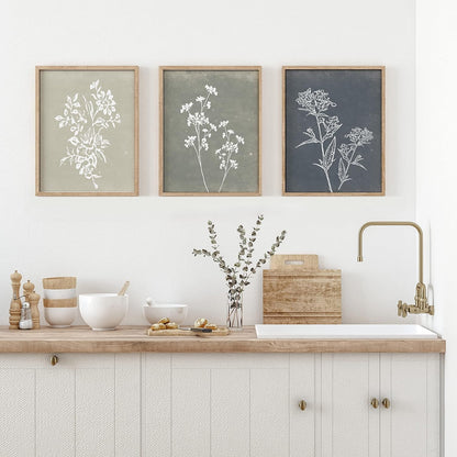 Framed Boho Botanical Wall Art Set of 4 Rustic Farmhouse Decor