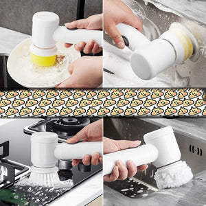 Kitchen Supplies Multifunctional Brush Electric Scrubber Rechargeable Dishwashing Brush