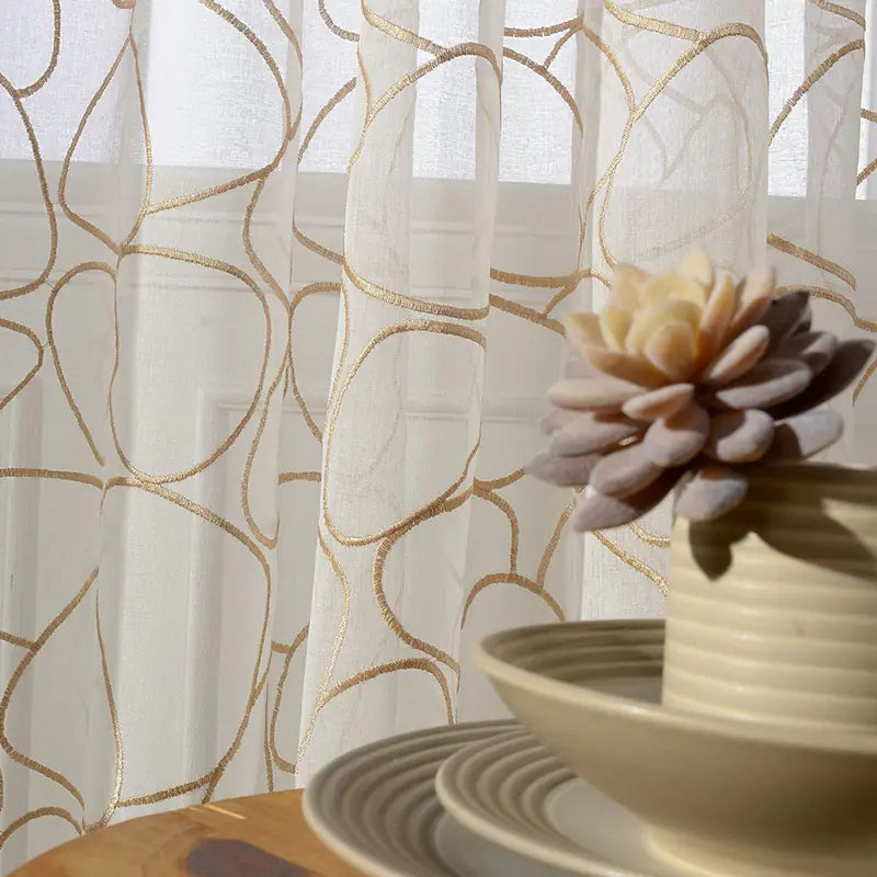 Geometric Wavy Sheer Curtains for Bedroom & Living Room