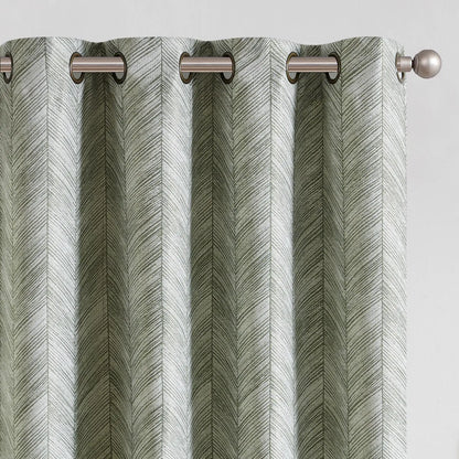 Sage Green Jacquard Grommet Curtains 96-Inch
