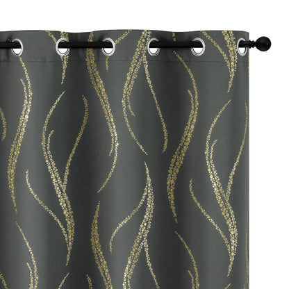 Yakamok Room Darkening Gold Dot Curtains - 95" Long