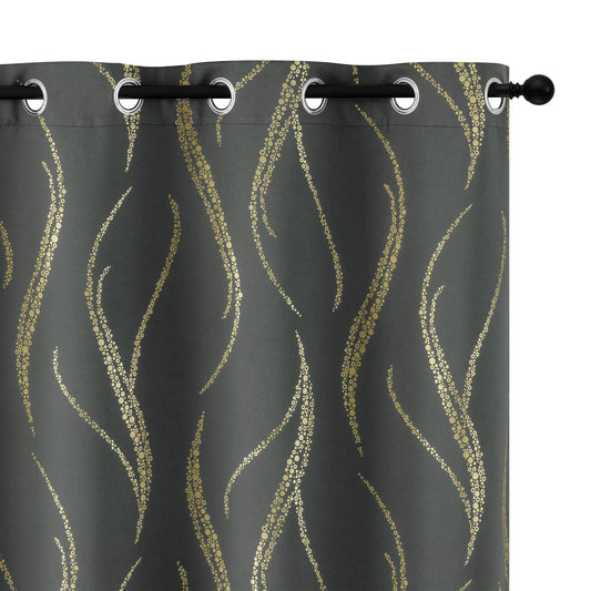 Yakamok Room Darkening Gold Dot Curtains - 95" Long