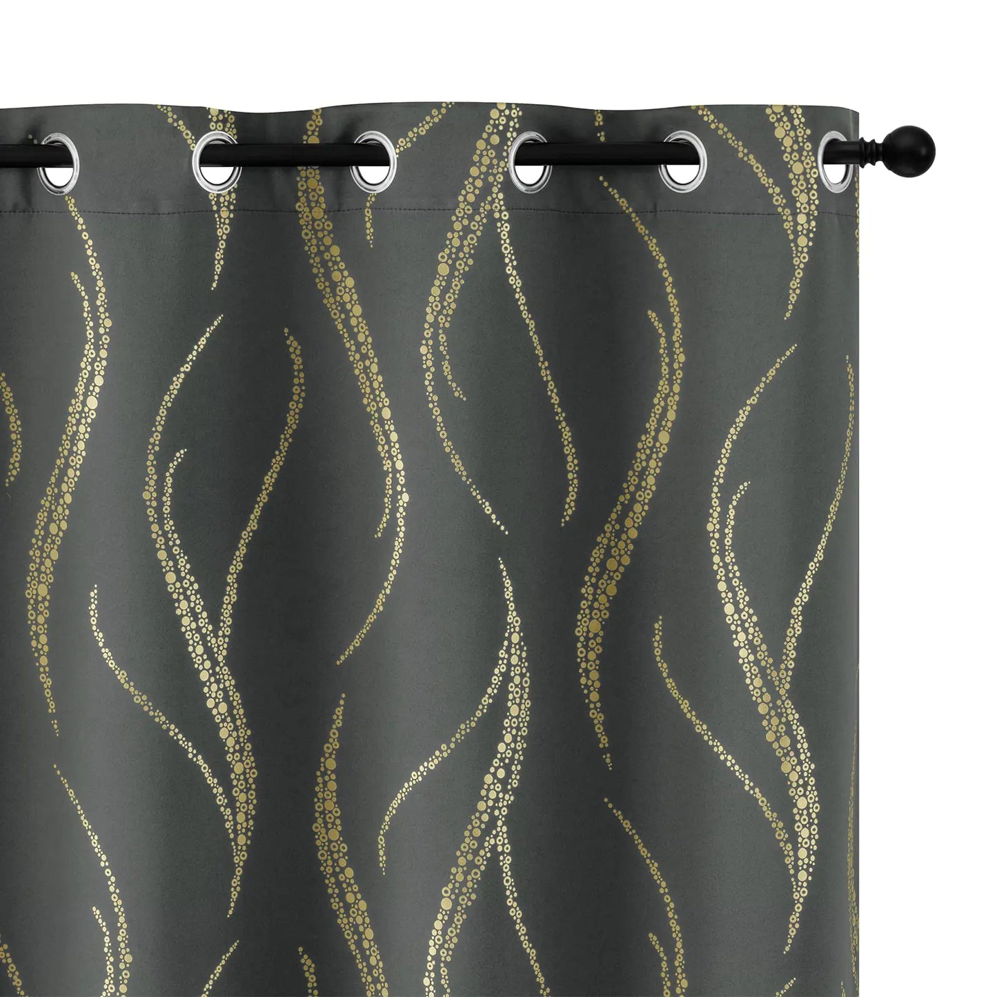 Yakamok Room Darkening Gold Dot Curtains - 95" Long