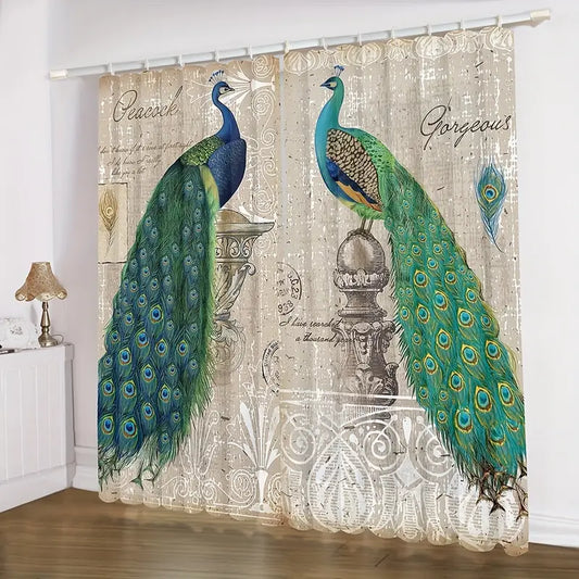 Noble Peacock 2-Panel Polyester Pinch Pleat Drapes