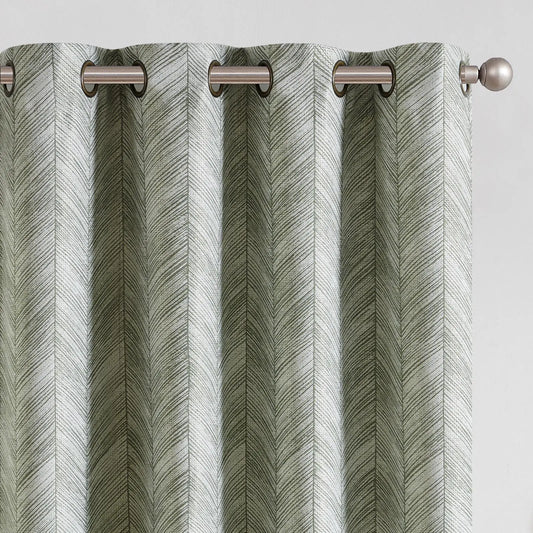 Sage Green Jacquard Grommet Curtains 96-Inch